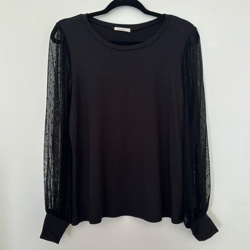 Les Amis Mesh Long Sleeve Top sz M